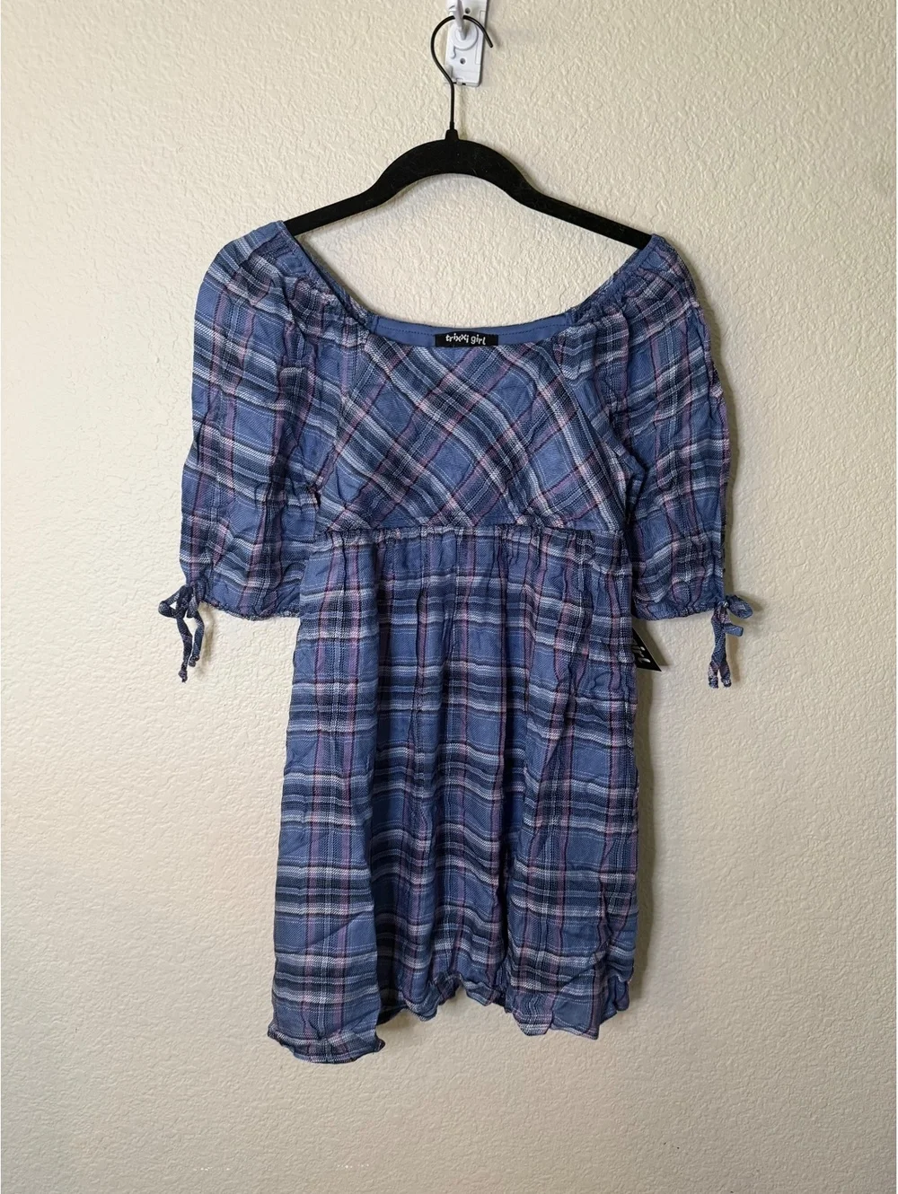 Trixxi Girl Blue Plaid Dress Girls Medium